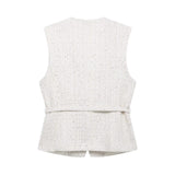 Fongt New Belt Beads Fashion Three-Color Vest