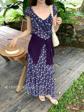 Fongt Xixi 13 Lines 2025 Summer New Elegant Temperament Printing Pure Desire High-Waist Short-Sleeved Dress 88339