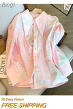 Fashion Tie Dye Loose Long Sleeve Single Breasted Shirt 2023 Spring Women's Turn-Down Collar Casual Female