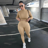 solid women two piece set crop top long sleeve leggings bodycon sexy streetwear fitness outfit tracksuit 2023 co