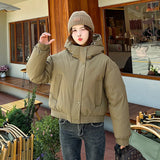 South Korean Small Tall Waist Short Down Cotton Jacket Female 2024 Winter New Versatile With Thick Bread Jacket-Outfit