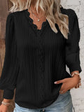 Fongt Explosion Autumn Long Sleeve V-Neck Lace Spliced Shirt Women's Shirt Women's