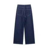 Fongt 2025 New Women's Belt Denim Jacket + Straight Trousers Set