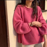 Fongt Casual Knit Sweater 2024 New Thick Needle Wide Soft Waxy Lazy Wind Jacket Female-Outfit