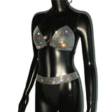 Rhinestone Crystal Bikini Set Women Sexy Diamond Sequins Bra Thong Swimwear Summer Beach Swimsuit Bathing