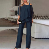 Fongt Sleeve Top Trousers Women Casual Irregular Party Set Elegant Two Sets 2025 Spring And