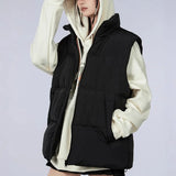 Winter Simple Korean Version Cotton Vest Slim Men And Women Lovers Versatile New Handsome Coat Warm Leisure Joker-Outfit