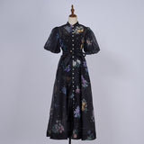 Fongt Court Style High Design Feeling Heavy Industry Nail Drill Short Sleeve Single Buckle Dress + Sling