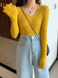 Basic B-neck Solid Autumn Winter Pullover Women Female Knitted Ribbed Sweater Slim Long Sleeve Badycon High Quality Sweater-Outfit