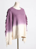 Fongt Wind Gradually Pull Wool Edge Long Sleeve Knit Jacket Spring 2024 New Fashion Trend Design Sense Sweater Woman-Outfit