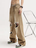 Vintage High Waist Loose Ripped Jeans Pants 2023 Fashion Women's Grunge Baggy Y2K Wide Leg Female Denim