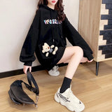 Winter Oversized Womens Hoodies Loose Sliming Pockets Bear Fashion Pullover Casual Hooded Jacket All-match Hoodie