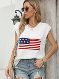 Fongt New Hot Independent Yen Collar Flag Top Solid Color Knit Shirt Short-Sleeved Sweater Woman