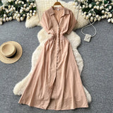 Fongt Elegant Dress Women Fashion Nail Ball Collar Hollow Pressure Folding Lantern Sleeves To Print Long Skirt