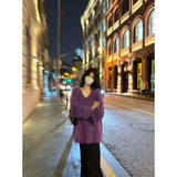 Fongt And Winter Fashion Loose Lazy Sweater Comfortable Imitation Sable Coat Female Purple French Gentle Wind Korean Version