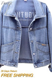 Spring Autumn Washed Denim Short Jacket Women Letter Embroidery Pocket Jean Outerwear Lady Loose Casual Tops Student