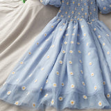Sleeve Dresses Women S-3XL Princess Temper Sweet Girliah Embroidery Temper Aesthetic Korean Fashion Summer Vintage
