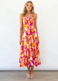 Fongt Summer Women's New Commuting Sleeveless Hot Girl Prints Long Sling Dress Women