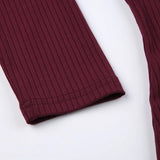 Lace Trim Rib Long Sleeve Slim Tee-Outfit