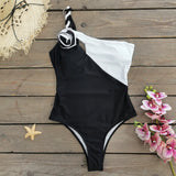 Suspension 3D Flowers Solid Color One-Piece Swimsuit Women 2025 New One-Piece