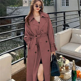 Fongt Women's Long-Term 2025 Spring And Autumn Black Korean Version Of Large-Size Small Man Popular British Wind Coat Over The Knee Coat