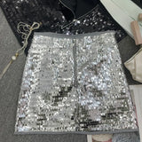 Fongt Shooting Heavy Industry Flash Shiny Piece High Waist Thin A Short Skirt Picts Anti-Walking Bag Hip Step Skirt 8108