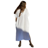 Fongt Cotton Crepe Beach Smock Bohemian Beach Dress Bikini Swimsuit Sun