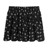 Sweet O-neck Long Sleeve Knitted Cardigan+ Y2k E-Girl High Waist Flower Print Ruched Skirts Spring New Two Piece Sets-Outfit