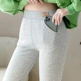 Cold-Resistant Leggings Women Fashion Casual Lamb Cashmere Leggins Mujer Pockets Plus Velvet Thickening