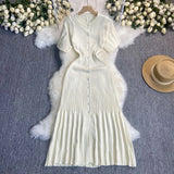 Fongt Summer Famous Lady Thousand Gold Style Slim Thin Short Sleeve Knitted Dress Fishtail Dress Femininity Fashion