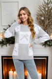 Fongt And Winter New Christmas Sweater Women's Loose Knitted Jersey Square Bow Bump Color Coat