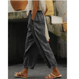Fongt Spring And Summer Wish New Casual Lace Hollow Splicing Nine-Point Trousers