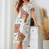 Fongt Pajamas Cartoon Printed Dress Dress Home Clothes