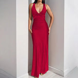 Fongt 2025 New Women's Sexy V-Neck Folding Slimming Fashion Dress