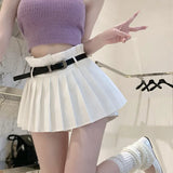 style Korean half skirt Sexy With a belt Anti glare Summer Women's half skirt Pleated skirt Slimming-Outfit
