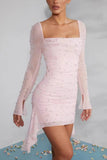 Fongt Pink Sexy High-End Pearl Skirt