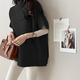 Fongt And Winter Vertical Loose Short-Sleeved Knitted Shirt Korean Rough Knitted Shawl Shawl Shawl Jersey