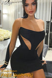 Autumn Mesh Patchwork Sexy Y2K Clothes Long Sleeve Bodycon Mini Dresses For Women Club Party Streetwear Elegant