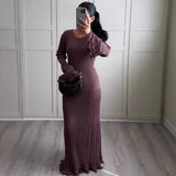 Fongt Solid-Colored Round-Neck Long-Sleeved Dress Woman With Wooden Ear In Autumn 2025