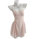 Fongt Sexy Ice Silk Pyjamas Women Pure Wind Autumn Winter Lace Tidive Breast Pad With Pajamas 2025 New Homewear