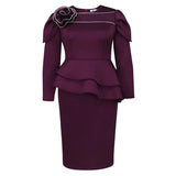Fongt Fashioned Long-Sleeved Leaf Dresses Banquet Party Club Bian Hupus Dresses