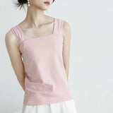 Fongt Cotton Jersey 7-Color 2025 New Summer T-Shirt Women's Slings South Korea Dongdae