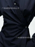 Fongt Women's Long-Sleeved Solid-Colored Shirt Design Feels Thin Waist