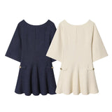 Fongt 2025 Women's Velvet Bow Dress