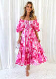 Fongt Summer Style New Hot Style Holiday Style Bubble Sleeve Print French Cake Dress-88109-Outfit