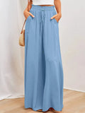 2023 Spring Summer Women Wide Leg Pants Casual High Waisted Long Skirt Pants for Girls Lace-Up Pants Брюки С Высокой