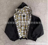 Fongt Open-Shirt 2025 New Lattice Garlet Printing National Tide Treasure Boy Hoodie