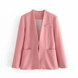 New Multi-Color Solid-Color Slimming Simple Leisure Suit Jacket 2274773-Outfit