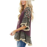 Fongt Spring And Summer Women's Bat Sleeves Colored Leopard Colored Leopard Prints In-Sleeve T-Shirt