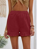Fongt New Women's Shorts Burst Casual High-Waisted Cotton Straight Trousers